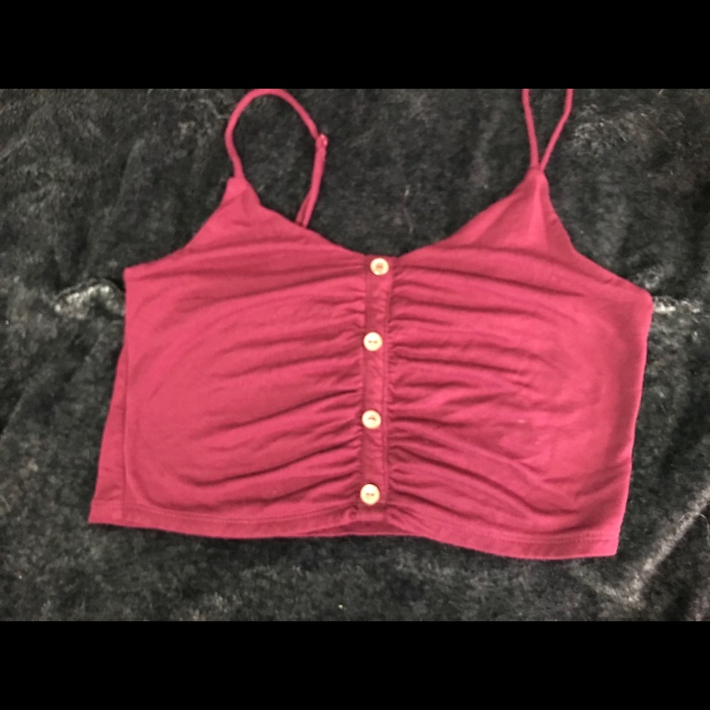 Burgundy crop top with adjustable straps